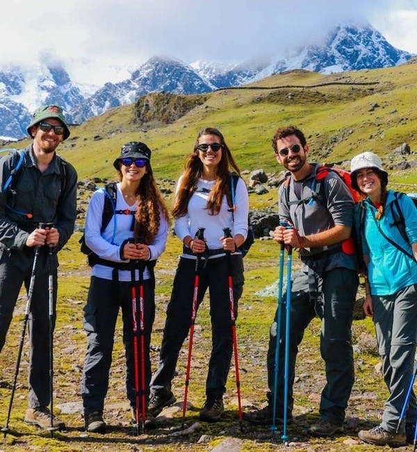 Travelers enjoying their hike to Nevado Ausangate